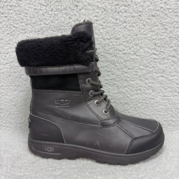 UGG Boots Kids 3 Shoes Black Butte II Waterproof Tall Shearling Winter Unisex - Picture 3 of 12